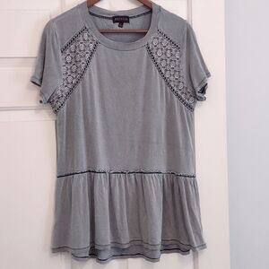 Artesia boho blouse blue short sleeve medium